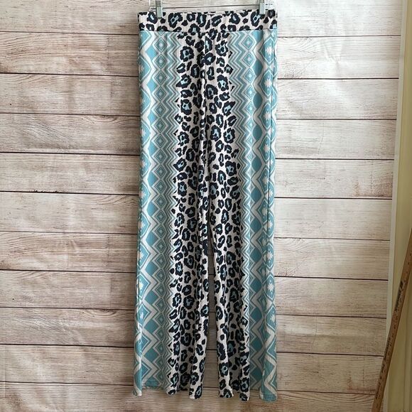 CRAZY TRAIN LEOPARD PRINT WIDE LEG PALAZZO PANTS - Picture 1 of 6